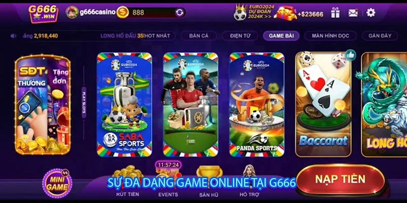 SỰ ĐA DẠNG GAME ONLINE TẠI G666